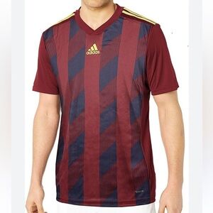 adidas Striped 19 soccer Jersey Burgundy/Blue /Bright Yellow V neck Sz 2XL‎